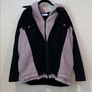 Black denim jacket oversized and warm